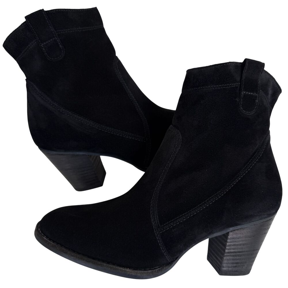 PAUL GREEN Women's Black Suede Leather Ankle Western Boots Size UK- 5 / US- 7.5